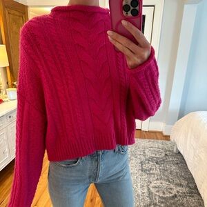 Women's Pink Cable Knit Sweater